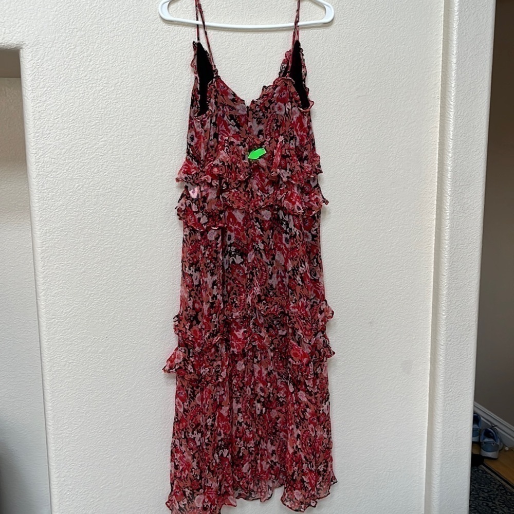 Stevie May large L chiffon dress ruffles midi length No such thing dress - Picture 7 of 8